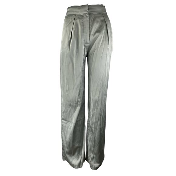 Abercrombie & Fitch Satin Pleated High Rise Straight Wide Leg Trousers Pants 25 - Picture 1 of 4